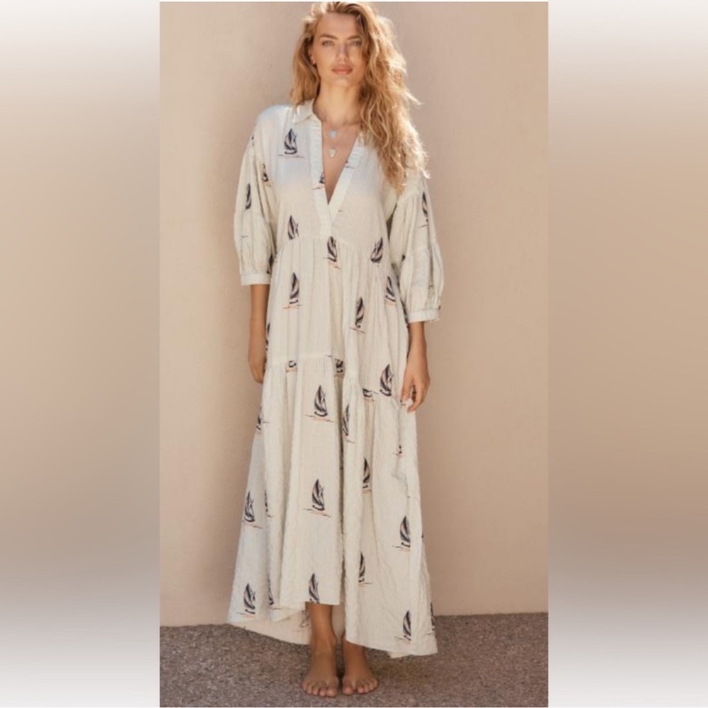 Carolita Tiered Dress - Sailboat print - size 1X - NWT